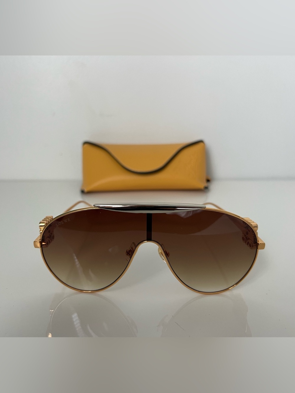 Loewe Gold-Tone Frame with Brown Gradient Lens Aviator Sunglasses